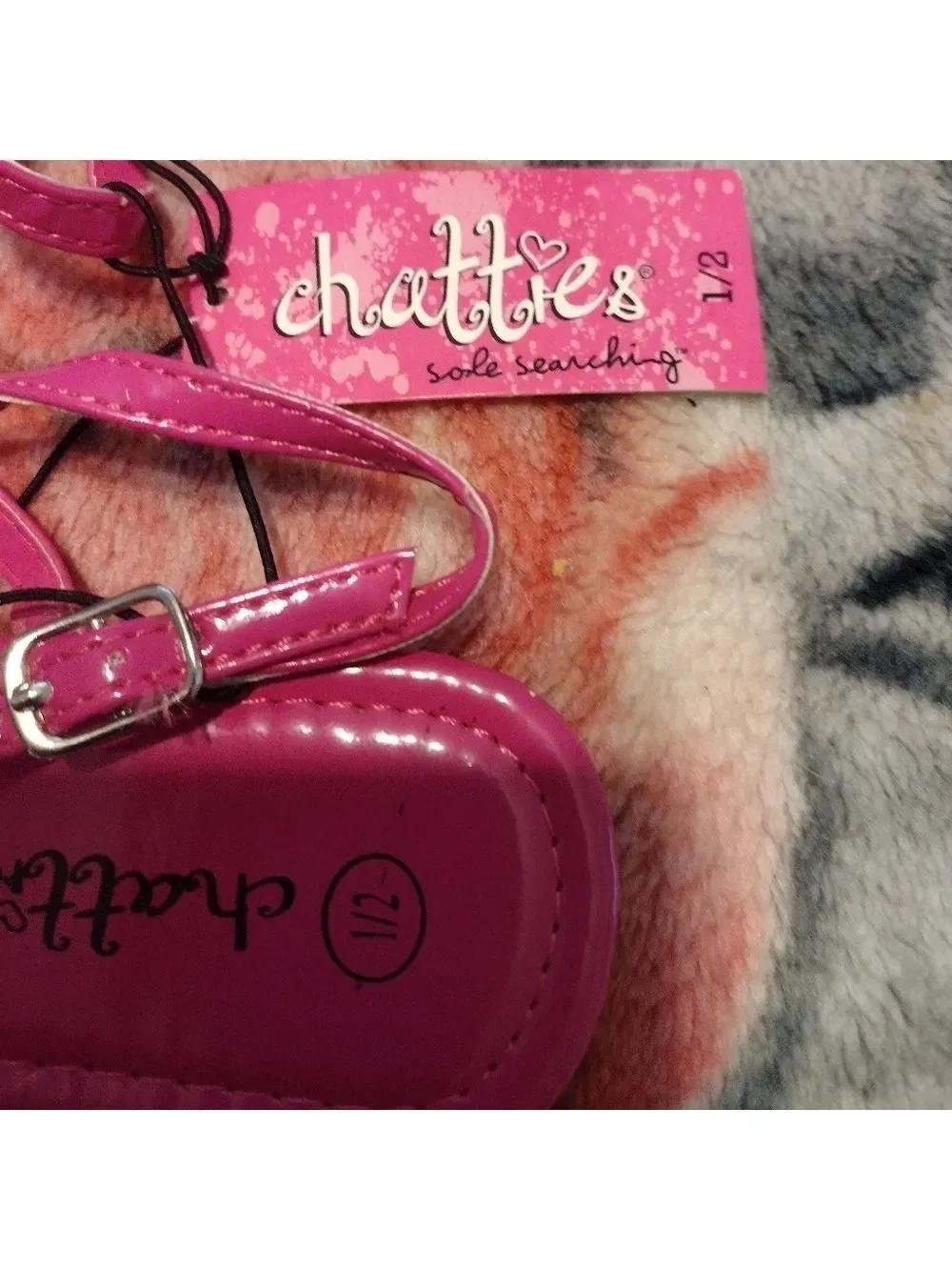 Chatties Pink Patent Leather Flip Flop Strap Sandals Toddler 1/2T Little Girl
